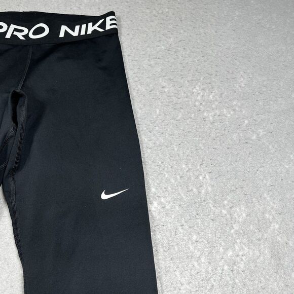 Nike Pro Leggings Womens Size Small Black Mesh Stretch Performance Inseam 22 in - Picture 3 of 11